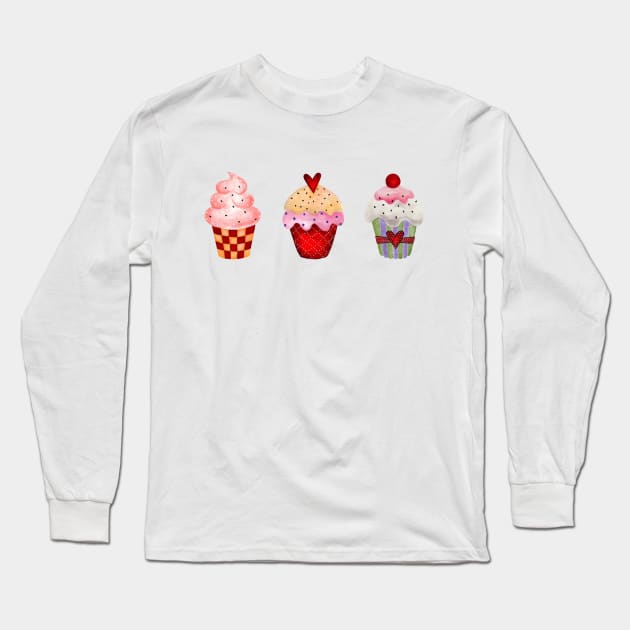 Cupcakes Long Sleeve T-Shirt by LizzieBug